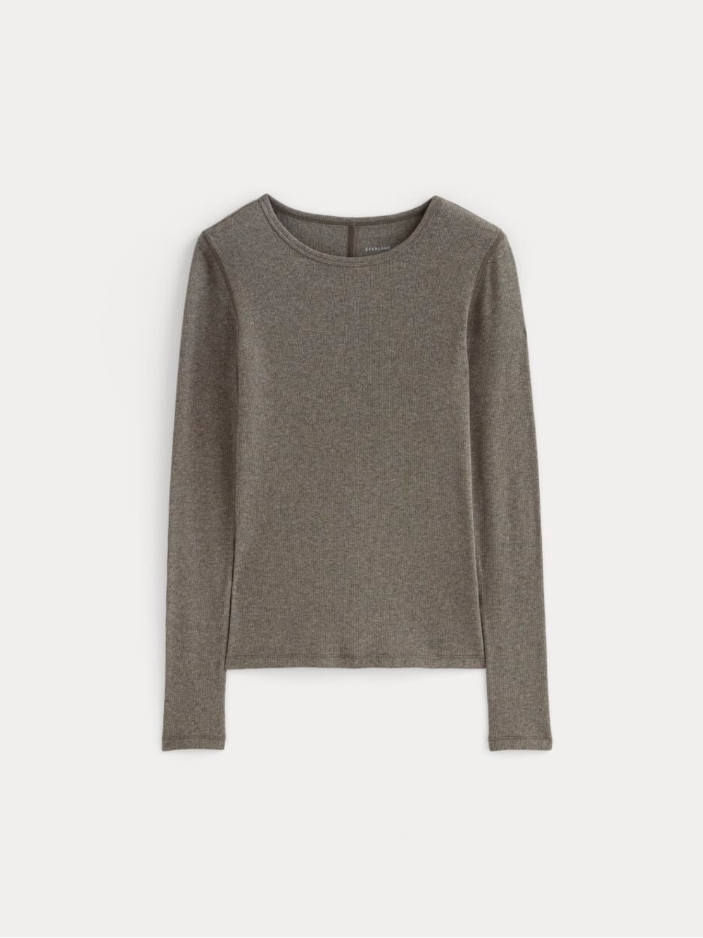 Everlane | The Luxe Rib Long-Sleeve Crew in Heathered Fatigue